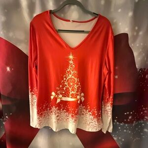 Festive Red Christmas Tree Women's Top